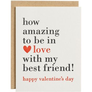 Love My Best Friend Letterpress Valentine Card